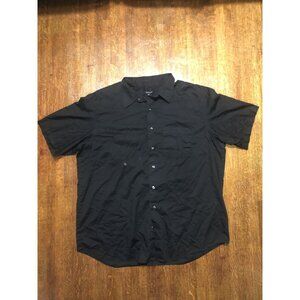 Van Heusen Men's Black Short Sleeve Shirt 2XL 19-19.5" Cotton Polyester Casual